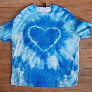 Schein Blue Tie-Dye Heart WomensShirt